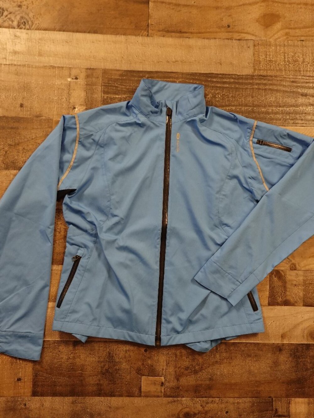 Sugoi Cycling Jacket Women's Large Blue Full Zip Lightweight Performance FAIR